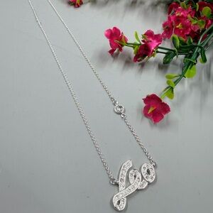 Nine West Signed Leo Astrology Sign Silver Plated Necklace with Crystal Accents